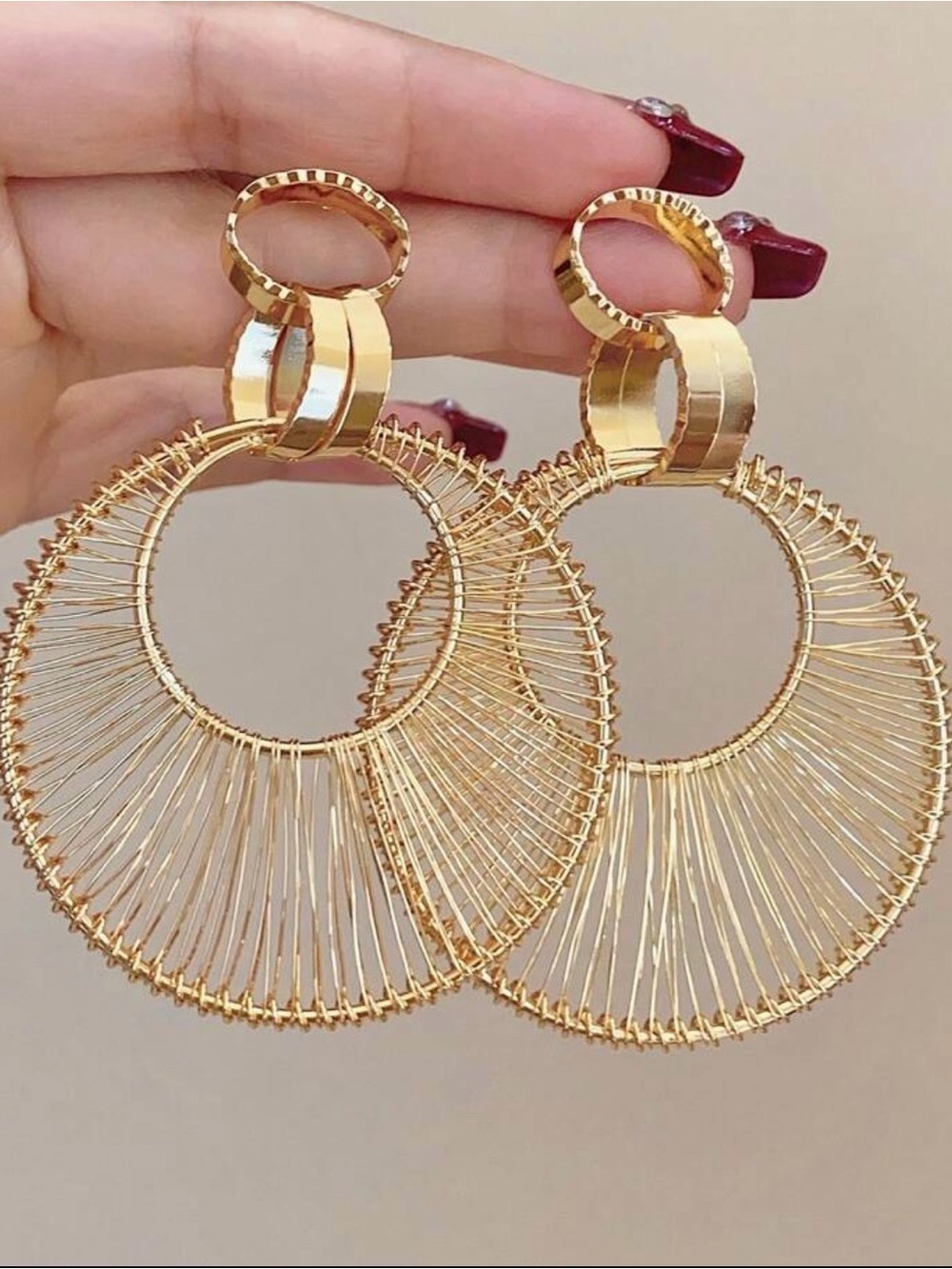 Gold Wire Wrapped Hoop Earrings
